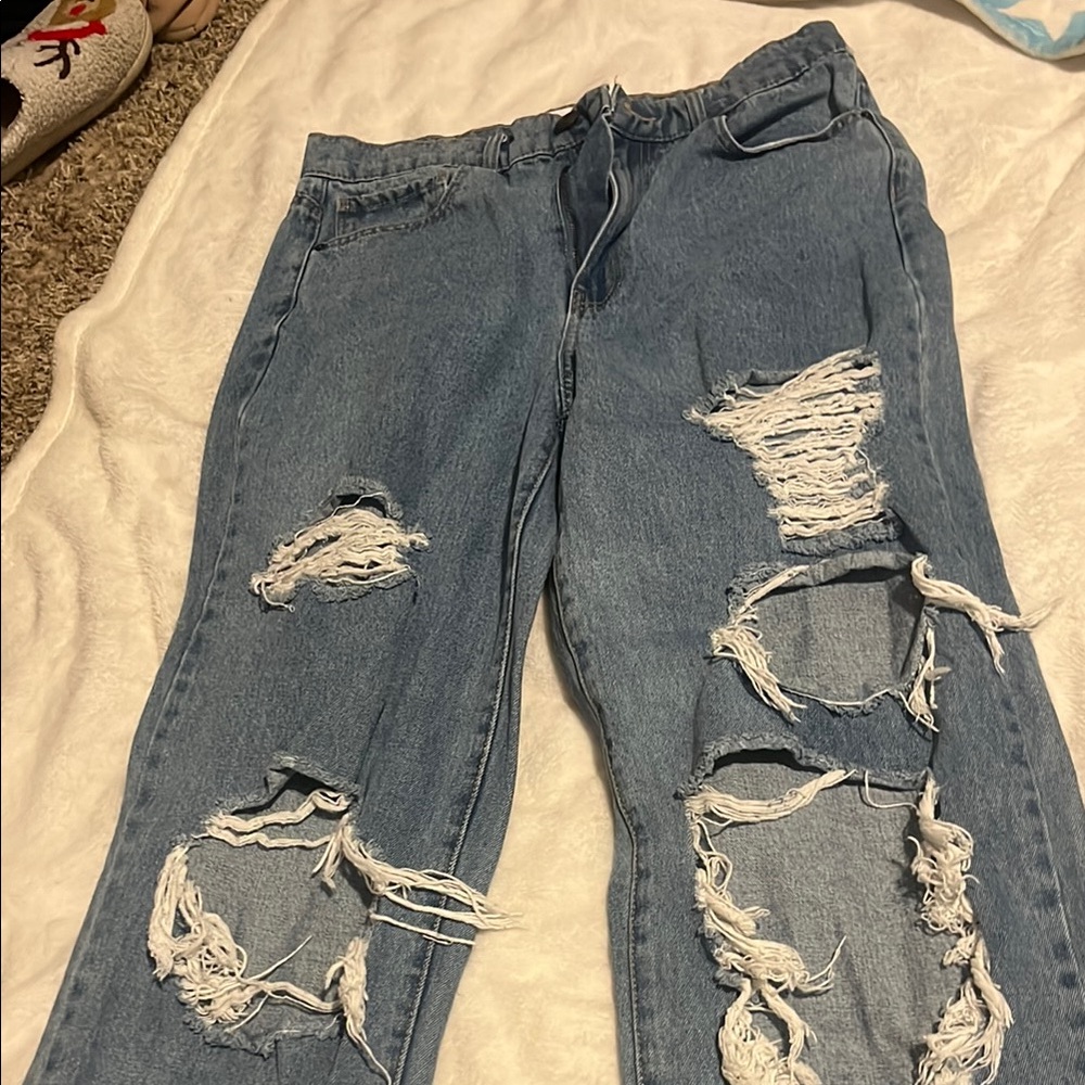Distressed Light Blue Jeans for Women